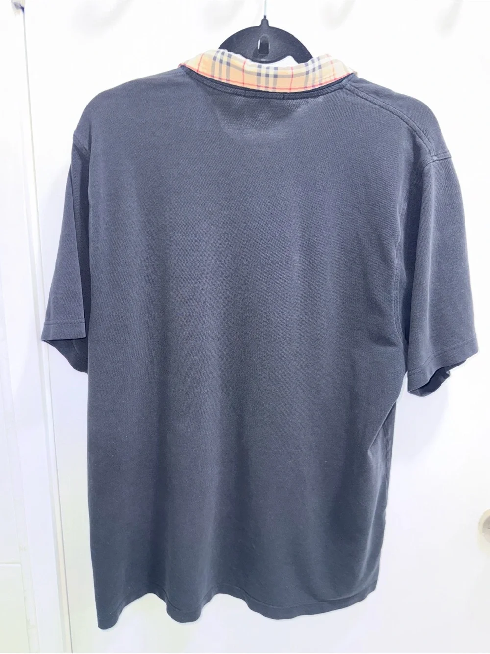 Burberry London Men’s Polo Shirt XXL Black Nova Check Collar - Picture 2 of 9